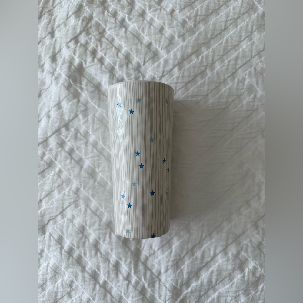New White Vase with Blue Stars